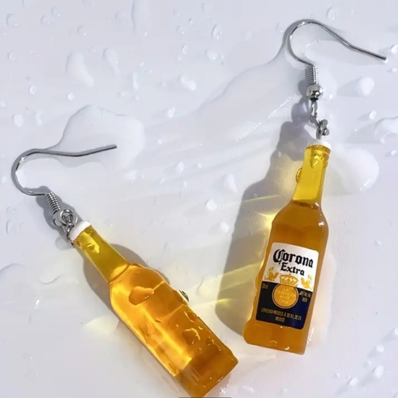 FUN/SUMMER CORONA SMALL BEER BOTTLE DANGLE EARRINGS NWOT - Picture 4 of 6